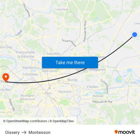 Oissery to Montesson map