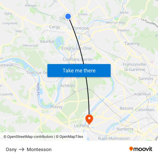 Osny to Montesson map