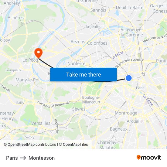 Paris to Montesson map