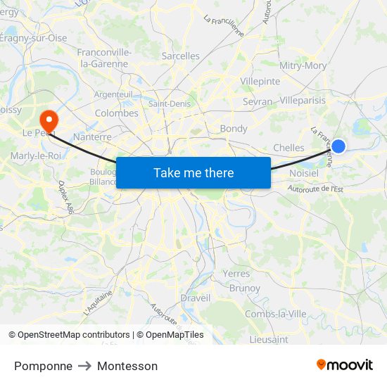 Pomponne to Montesson map