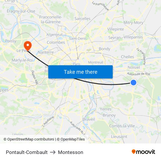 Pontault-Combault to Montesson map