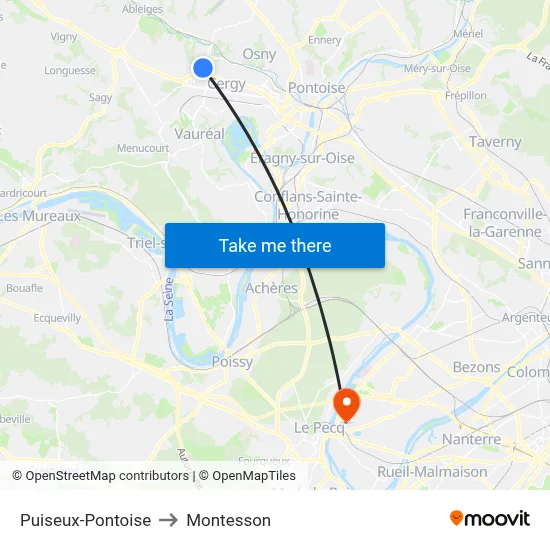 Puiseux-Pontoise to Montesson map