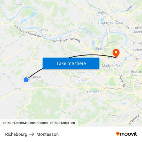 Richebourg to Montesson map