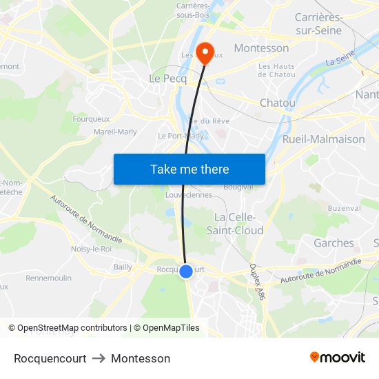 Rocquencourt to Montesson map