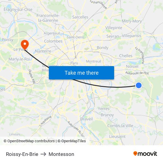 Roissy-En-Brie to Montesson map