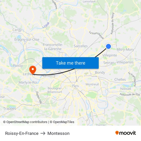 Roissy-En-France to Montesson map
