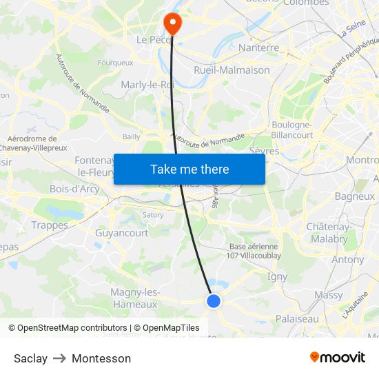 Saclay to Montesson map