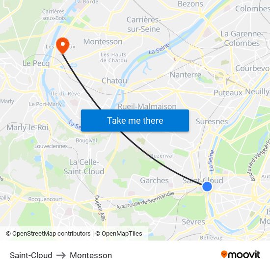 Saint-Cloud to Montesson map
