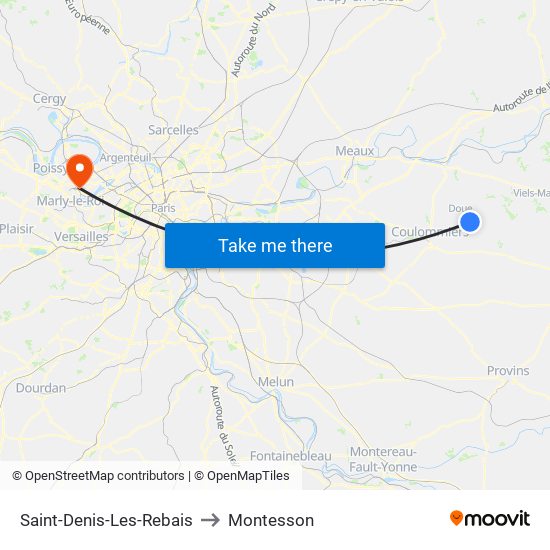 Saint-Denis-Les-Rebais to Montesson map
