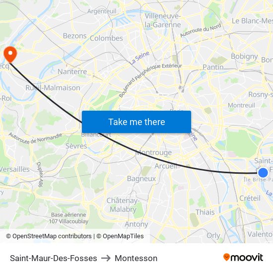 Saint-Maur-Des-Fosses to Montesson map