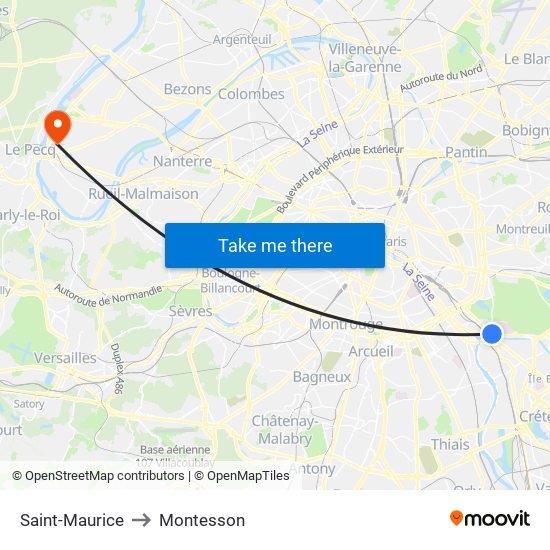 Saint-Maurice to Montesson map