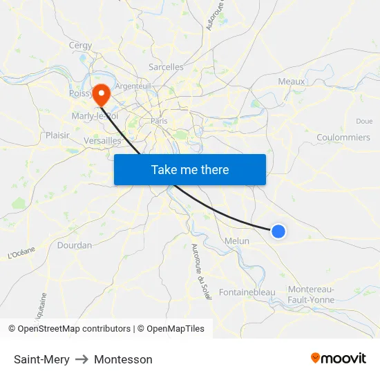 Saint-Mery to Montesson map