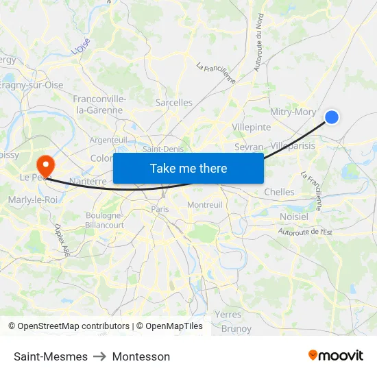 Saint-Mesmes to Montesson map