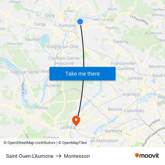 Saint-Ouen-L'Aumone to Montesson map