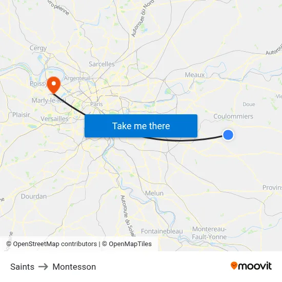 Saints to Montesson map