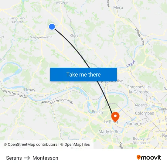 Serans to Montesson map