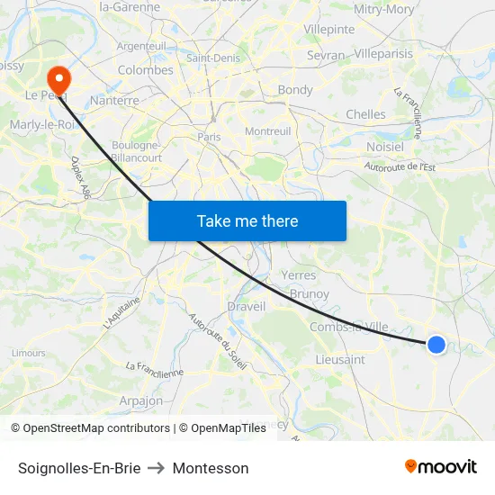 Soignolles-En-Brie to Montesson map