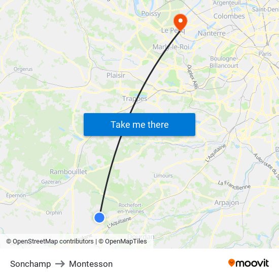 Sonchamp to Montesson map