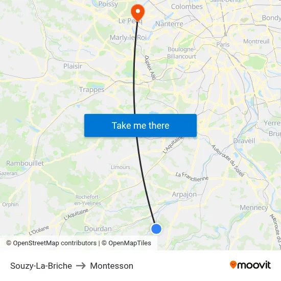 Souzy-La-Briche to Montesson map