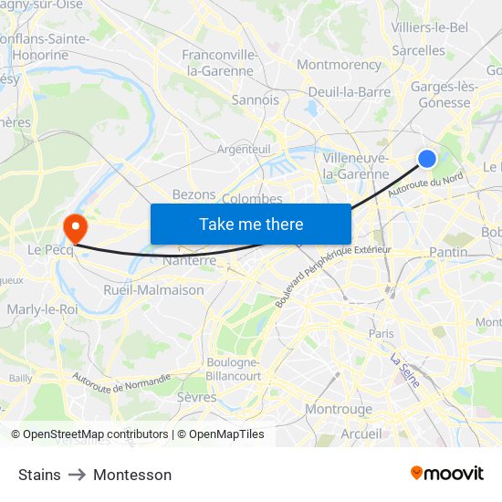 Stains to Montesson map