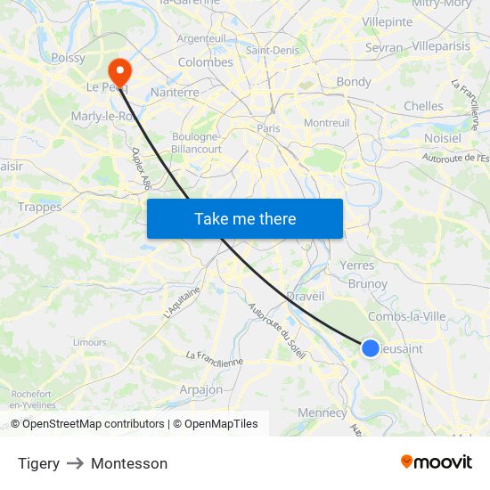 Tigery to Montesson map