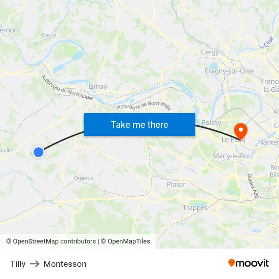 Tilly to Montesson map