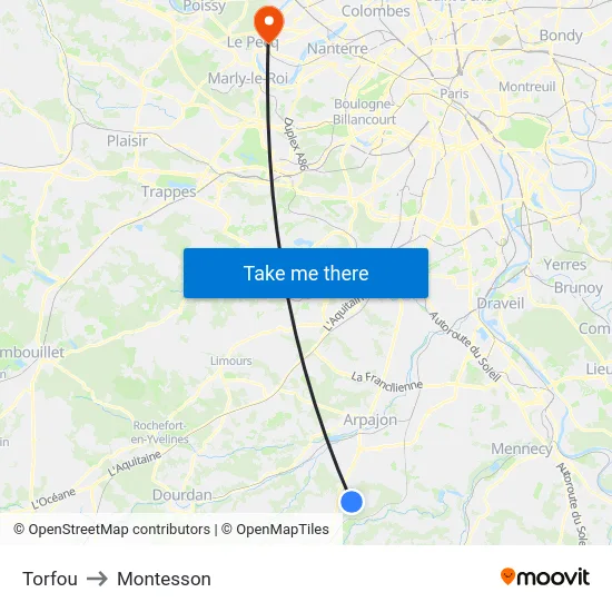 Torfou to Montesson map