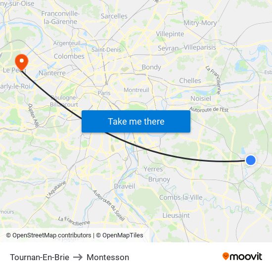 Tournan-En-Brie to Montesson map
