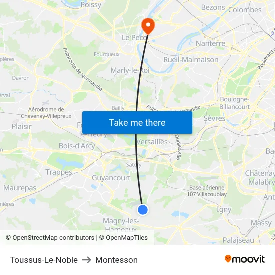 Toussus-Le-Noble to Montesson map