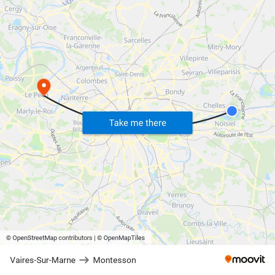 Vaires-Sur-Marne to Montesson map