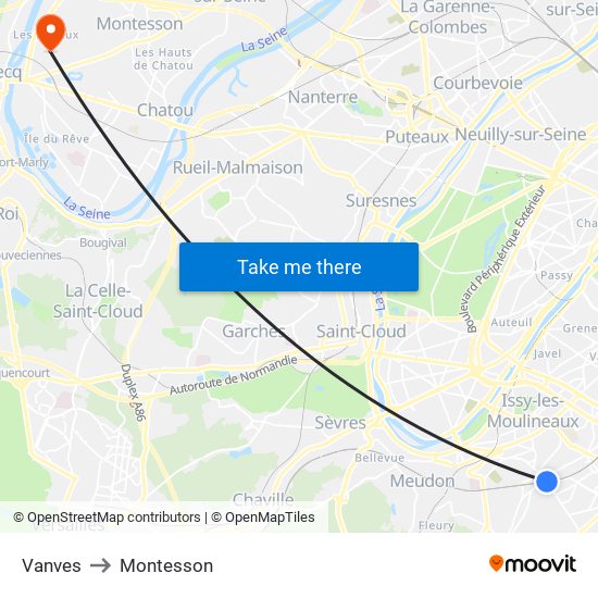 Vanves to Montesson map