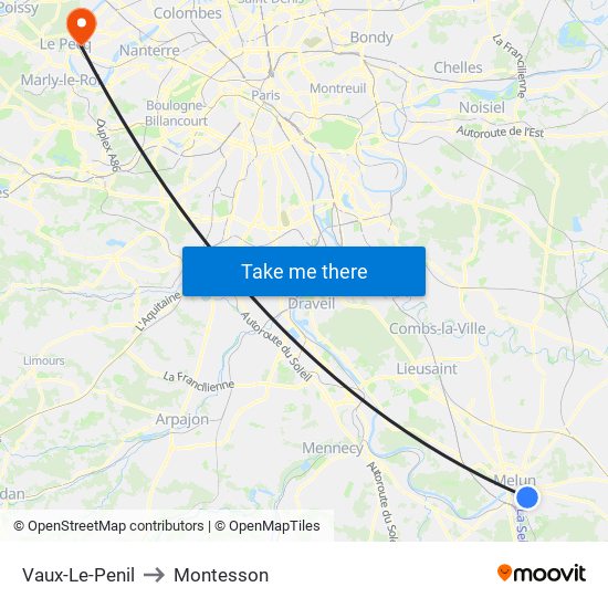 Vaux-Le-Penil to Montesson map