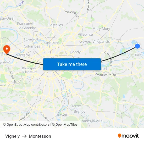 Vignely to Montesson map