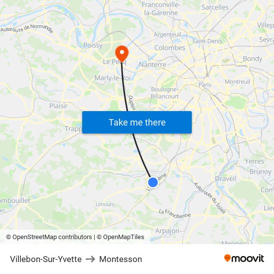 Villebon-Sur-Yvette to Montesson map