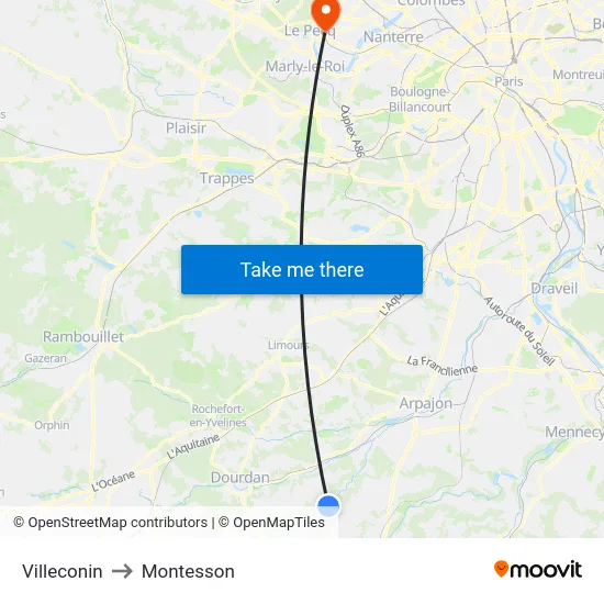 Villeconin to Montesson map