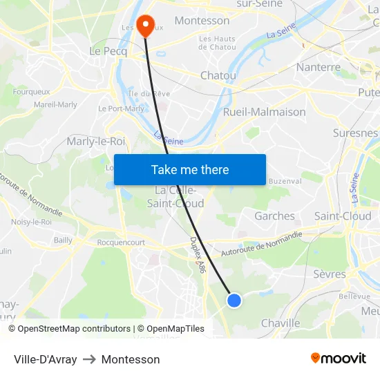 Ville-D'Avray to Montesson map