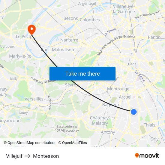 Villejuif to Montesson map