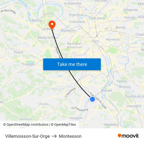 Villemoisson-Sur-Orge to Montesson map