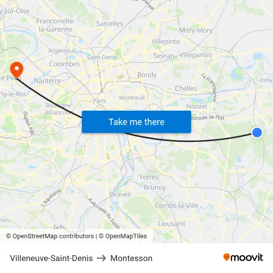 Villeneuve-Saint-Denis to Montesson map