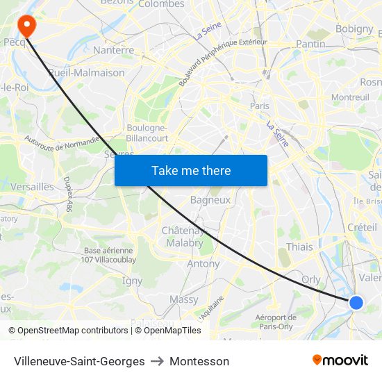 Villeneuve-Saint-Georges to Montesson map