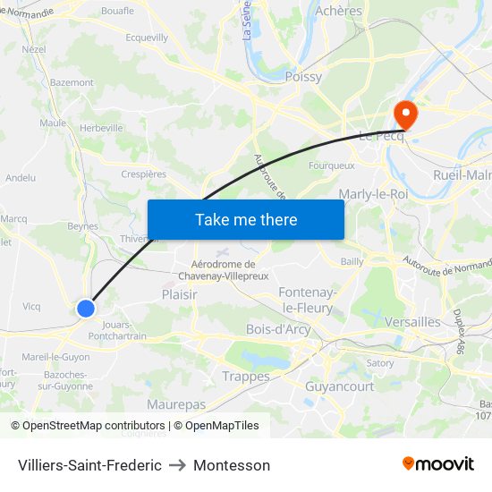 Villiers-Saint-Frederic to Montesson map