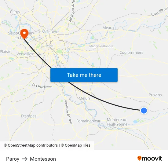 Paroy to Montesson map