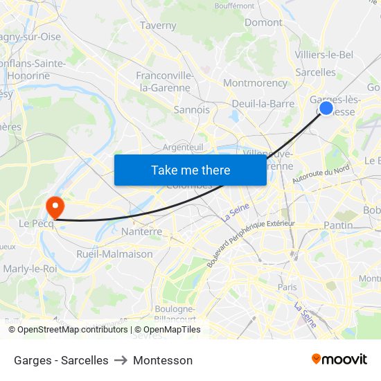 Garges - Sarcelles to Montesson map