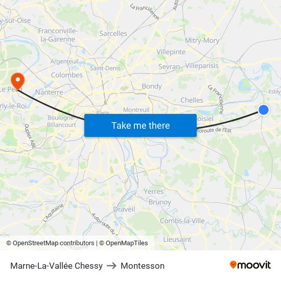 Marne-La-Vallée Chessy to Montesson map