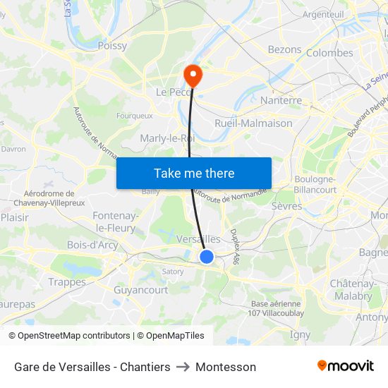 Gare de Versailles - Chantiers to Montesson map