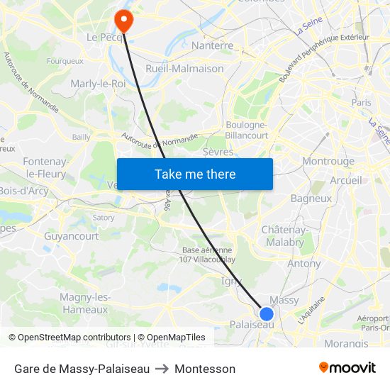 Gare de Massy-Palaiseau to Montesson map