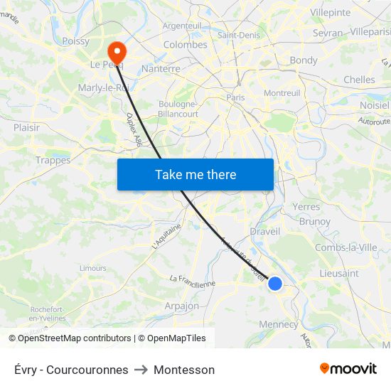 Évry - Courcouronnes to Montesson map