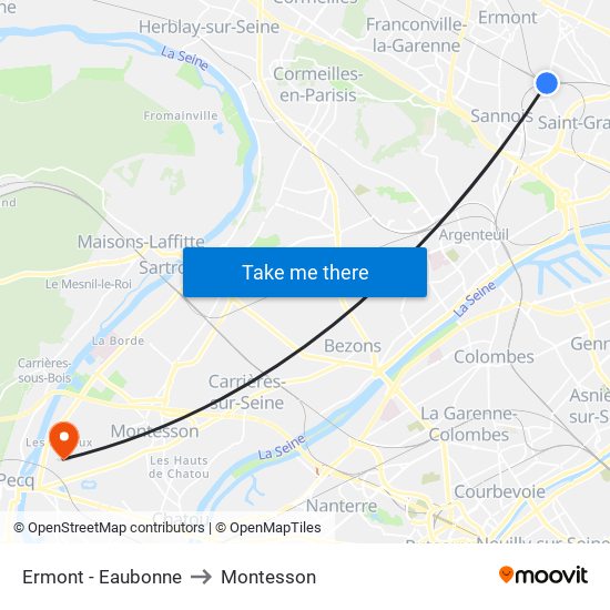 Ermont - Eaubonne to Montesson map