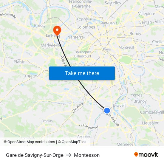 Gare de Savigny-Sur-Orge to Montesson map