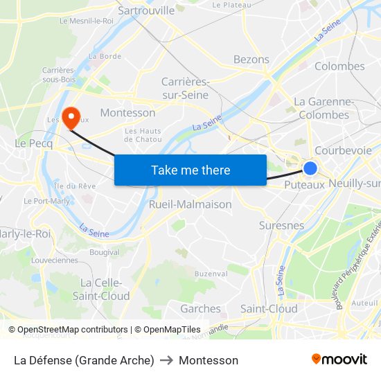 La Défense (Grande Arche) to Montesson map